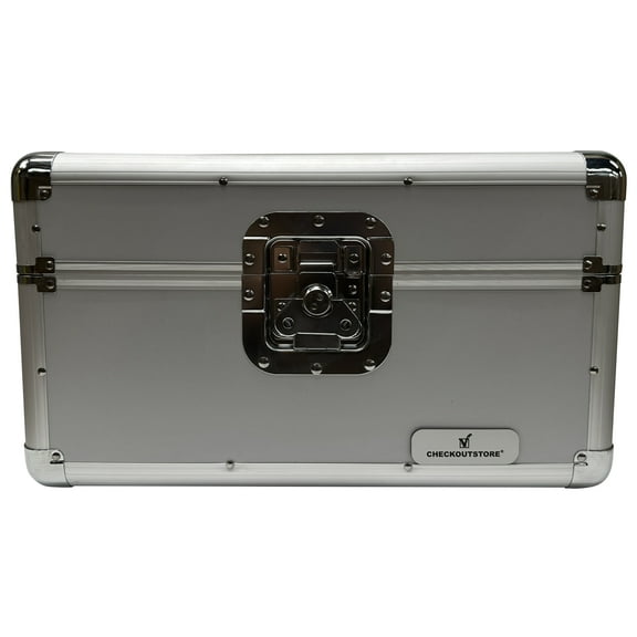 CheckOutStore Silver Aluminum 7" 45 RPM Record Storage Box (Holds Up to 200 Records)