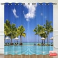thumbnail image 3 of Beach Window Curtains, Tropical Coastal Hawaiian Palm Trees Ocean Landscape Pattern Waterproof Grommet Window Drapes for Bedroom Living Room Laundry Room Closet Cafe 2 Panels W52 x L84, 3 of 6