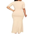 thumbnail image 3 of Robe Longue Bodycon à Col Carré à Manches Courtes pour Femme, 3 of 5