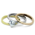 thumbnail image 2 of Womens Rings Three ToneÂ IP Gold & IP Rose Gold & High Polished) Stainless Steel Ring with AAA Grade CZ in Clear TK1274, 2 of 4