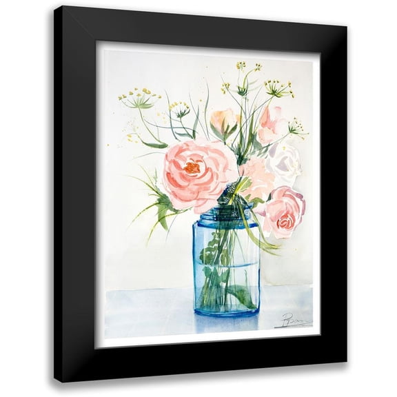 Shefranov, Olga 12x14 Black Modern Framed Museum Art Print Titled - Pink Roses