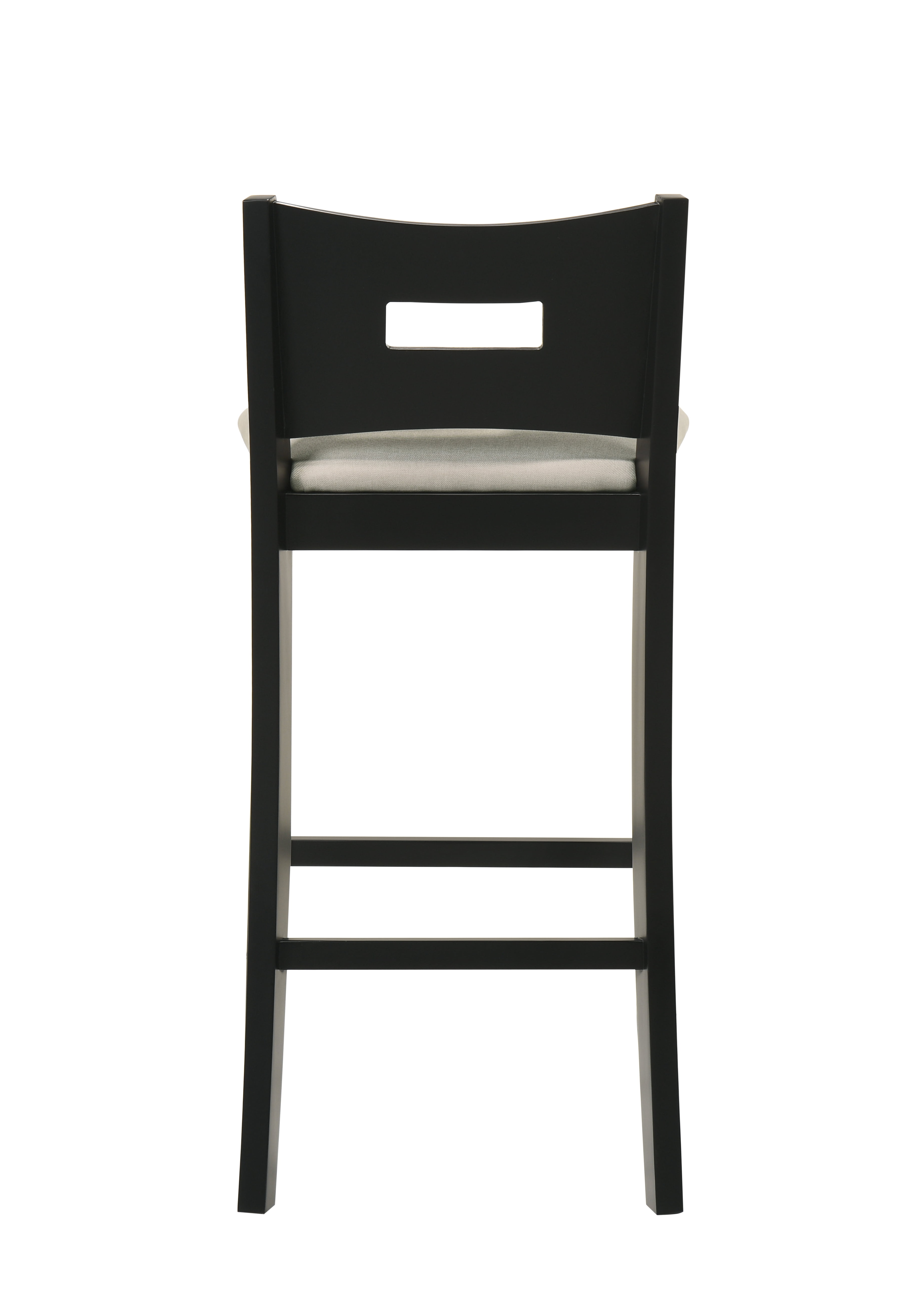 Armen living Ren 30 in. Matte Black Bar Height Rubberwood Barstool with Fog Fabric Seat
