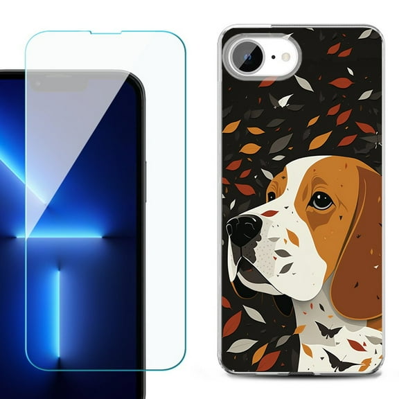 For For iPhone 16e Phone Case Cover, Shockproof Case with Tempered Glass Screen Protector, by OneToughShield - Beagle