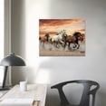 thumbnail image 3 of Canvas Wall Art Black White Brown Trot On Sunset Desert Animal Painting Wall Decor Print Picture Framed Bedroom Decoration, 3 of 4