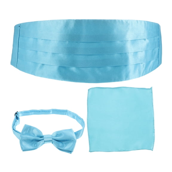 Raindrops Men's's Formal Bowtie Cummerbund and Pocket for Weddings Business and Evening Events Blue Polyester