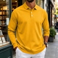 thumbnail image 2 of KDDYLITQ Mens T-Shirts Collared Button Loose Fit Basic Dress Trendy Polo Shirts Long Sleeve Casual Lightweight Solid Business Tees Yellow XL, 2 of 8
