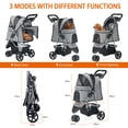 thumbnail image 3 of Pet Stroller 3 Wheel Cat & Dog with Storage Basket Foldable Lightweight Trolley-Gray, 3 of 8