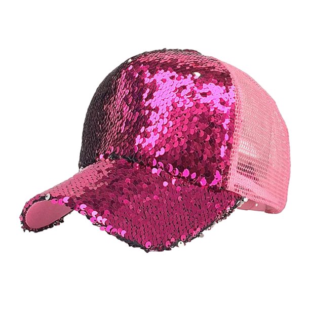 Gorra de béisbol ajustable Sonducket con cola de caballo para mujer Rosa roja protección solar UV