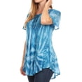thumbnail image 3 of Sakkas Marzia Women's Loose Fit Short Sleeve Casual Tie Dye Batik Blouse Top Tunic - 19211-Teal - One Size, 3 of 5