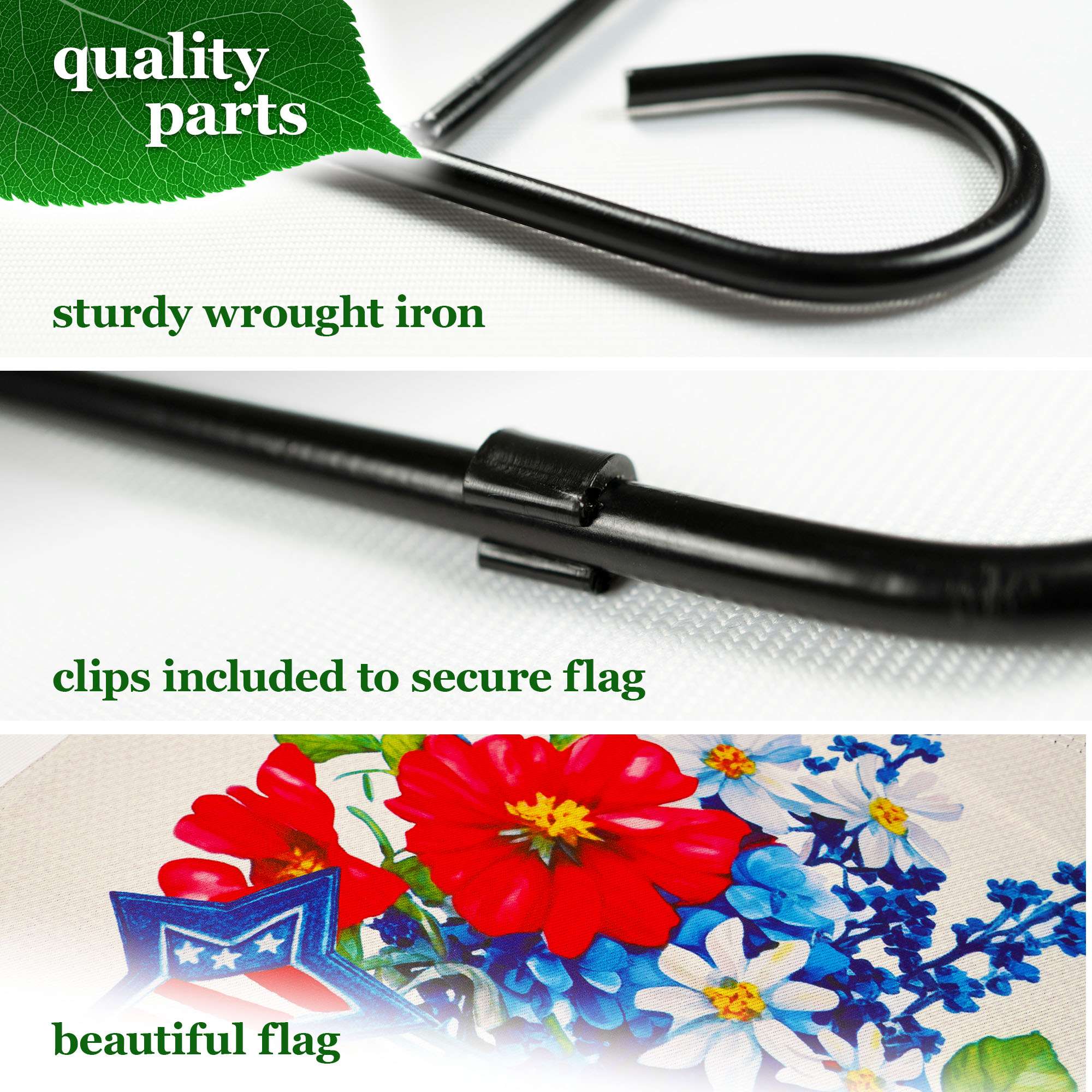 G128 Combo Pack Garden Flag Stand Black 36x16IN & Garden Flag Welcome Patriotic Mason Jar Printed 12x18IN Double Sided Yard Garden Lawn Decoration