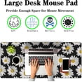 thumbnail image 2 of Big Mouse Pad Black Desk Pad Large Gaming Mousepads Pc Mouse Pads Office Items Non-Slip Rubber Base Waterproof with Stitched Edges 35.4 X 15.7 for Game Office, White Daisies, 2 of 6