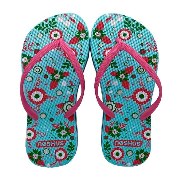 Sandalia Noshus Talla 25 Flores con Hojas Azul