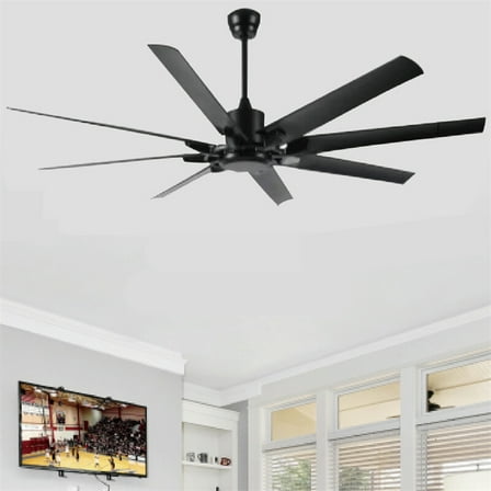 75in Industrial Black Ceiling Fan No light,Max 7200 CFM with 8 Reversible Blades