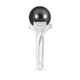 thumbnail image 3 of ANGARA Tahitian Cultured Pearl Bypass Ring with Diamond Trio in Platinum for Women | June Birthstone, Birthday, Anniversary, Jewelry Gift for Women | Pearl Ring, 3 of 9