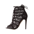 thumbnail image 3 of Womens Chinese Laundry Jingle Caged Lace Up Booties, Black, 3 of 5