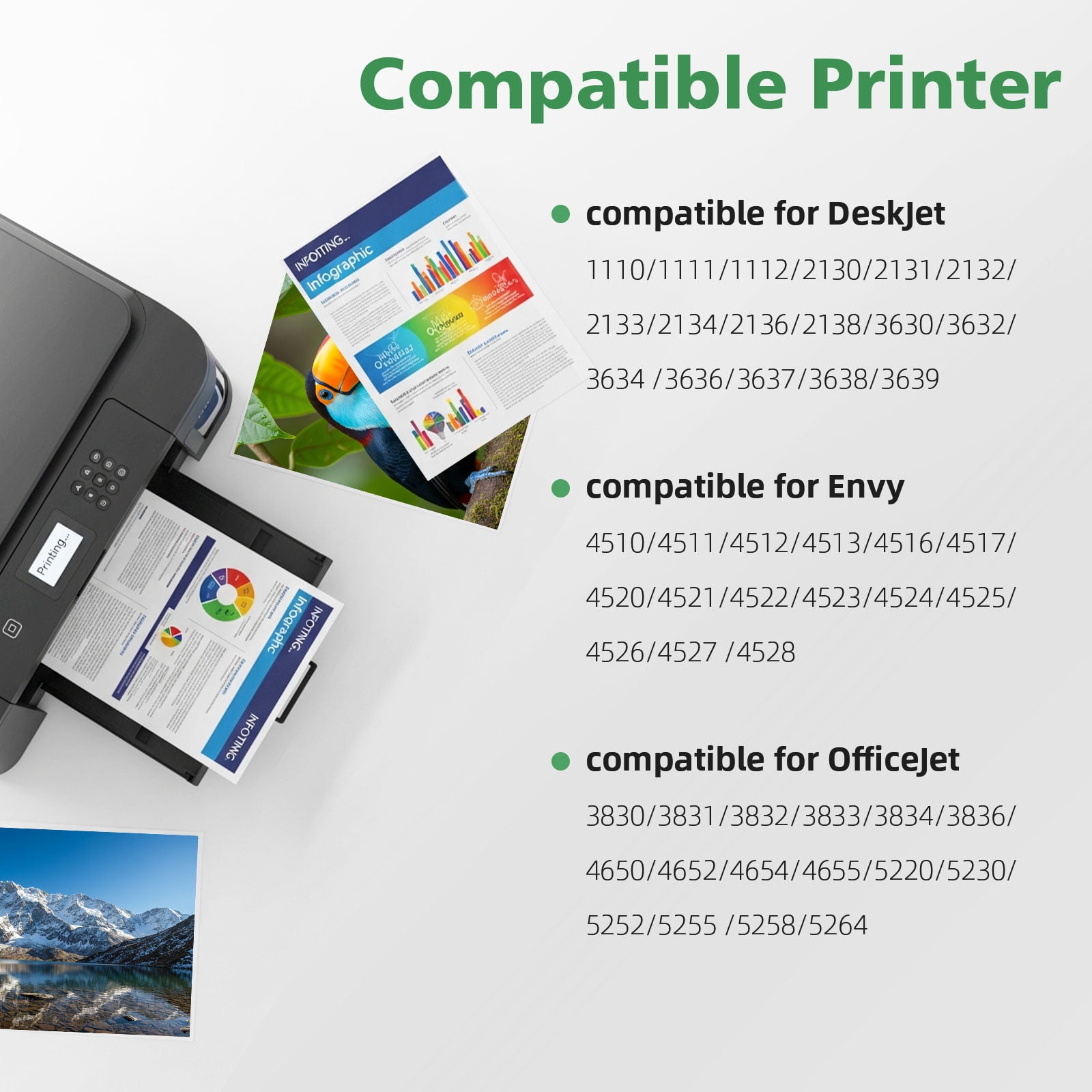 63XL Ink Cartridges Compatible for HP 63 Ink Cartridge Bundle Printer Ink 63 for Envy 4520 4512 OfficeJet 3830 4650 Desket 2130 3630 Printer