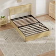 thumbnail image 3 of Studyset Full Bed Frame with Natural Rattan Headboard and 4 Storage Drawers,Bohemian-Style Cane Mattress Support,Strong Metal Base with Resilient Wooden,No Box Spring Needed,Noise Free, 3 of 6