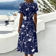 thumbnail image 7 of Maxi Dresses for Women Crossover Wrap V Neck Short Sleeve Summer Dress Elastic High Waist A-Line Casual Party Work Dress, 7 of 7