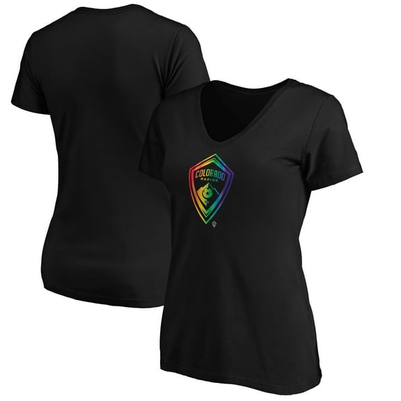 Women's Black Colorado Rapids Team Pride Logo V-Neck T-Shirt