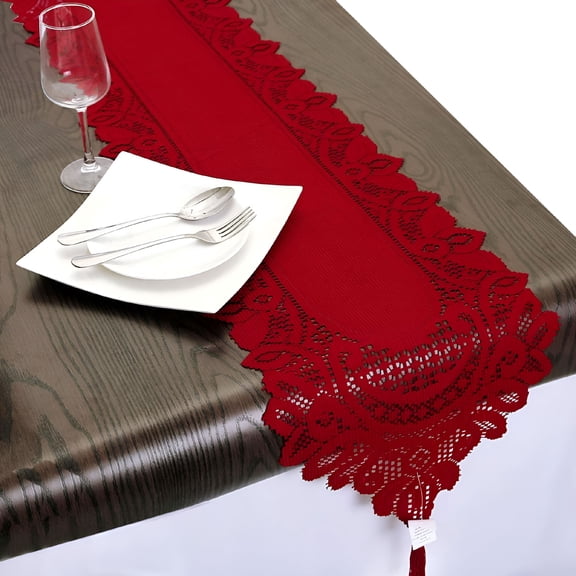 AUQ 2026 New Lace Table Runner Dresser Scarf Embroidered Table Runners with Exquisite Flower Vintage Shabby Chic for Wedding Holiday Dinning for Home, Party, Banquet, Tea Table