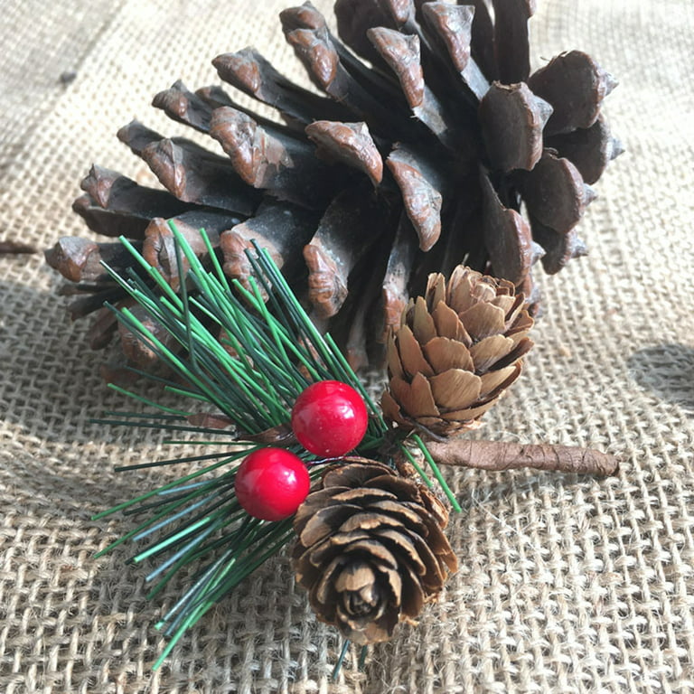 Huntermoon Red Christmas Berry And Pine Cone Picks Branches Artificial  Flower 10Pcs Fake 8cm Floral Crafts Holiday Decor Wreath