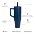 thumbnail image 3 of Elemental Commuter 40 oz Tumbler with Handle and Straw Lid | Travel Coffee Mug Spill Resistant | Insulated Cup Stainless Steel Tumblers for Water, Smoothies, Milkshake and More | Navy Blue, 3 of 7