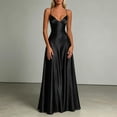 thumbnail image 2 of XIAOCHA Women's Summer Elegant Maxi Dress V Neck Thin Spaghetti Strap Satin Solid Flowy Floor Evening Gown, 2 of 6