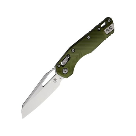 Microtech MSI Pocket Knife 3.88" Sheepsfoot Bohler M390MK Stonewashed Blade Fluted Aluminum Handle OD Green