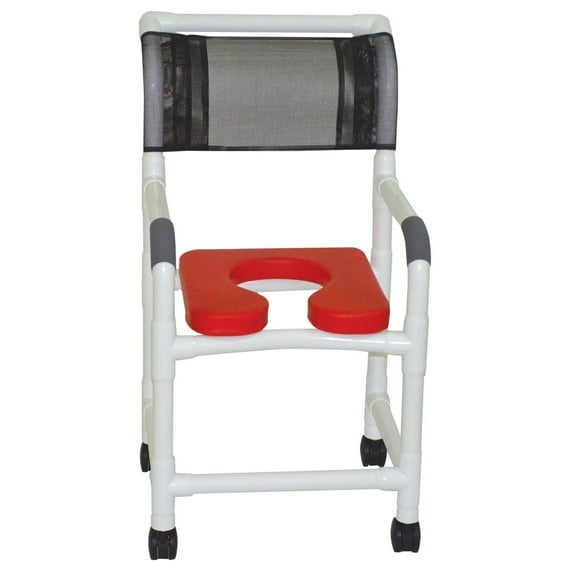 MJM International 118-3TW-SSDE-RED Shower Chair with Red Soft Seat