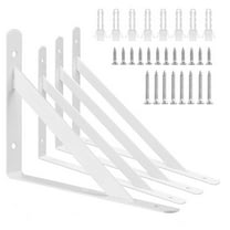 Wall Mount L Steel Bracket For Floating Shelf, 4 Pack 8 Inch X 5 Inch (150Mm X 95Mm), Pre-Drilled Holes Heavy-Duty 110 Lb Load Capacity Includes Mounting Hardware Corrosion Chip