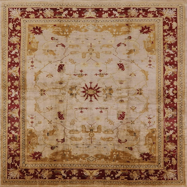 Ahgly Company Tapis Carrés d'Intérieur Milieu du Siècle Moderne Acajou Brun Zone Orientale, 6' Carré
