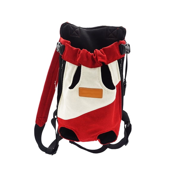 Pet Carrier Backpack for Small Dogs Cats, Hands-Free Front Pack Dog Chest Carrier, Adjustable Shoulder Straps for Walking Traveling, Breathable Outdoor Travel Bag, Red, L