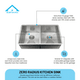 thumbnail image 3 of KBFmore Zero Radius 31 inch 16 Gauge Double Bowl Undermount Kitchen Sink with 6 PCs Accessories, 3 of 8
