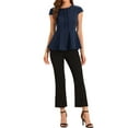 thumbnail image 2 of INSPIRAR CHIC Blusas de Peplum para Mujeres con Mangas Cortas y Cuello Redondo en Color Sólido XS Azul Oscuro, 2 of 5