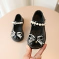 thumbnail image 5 of Herrnalise Toddler Shoes Baby Girls Cute Fashion Pearl Bow Non-slip Round Head Small Leather Princess Shoes clearance under $10, 5 of 6