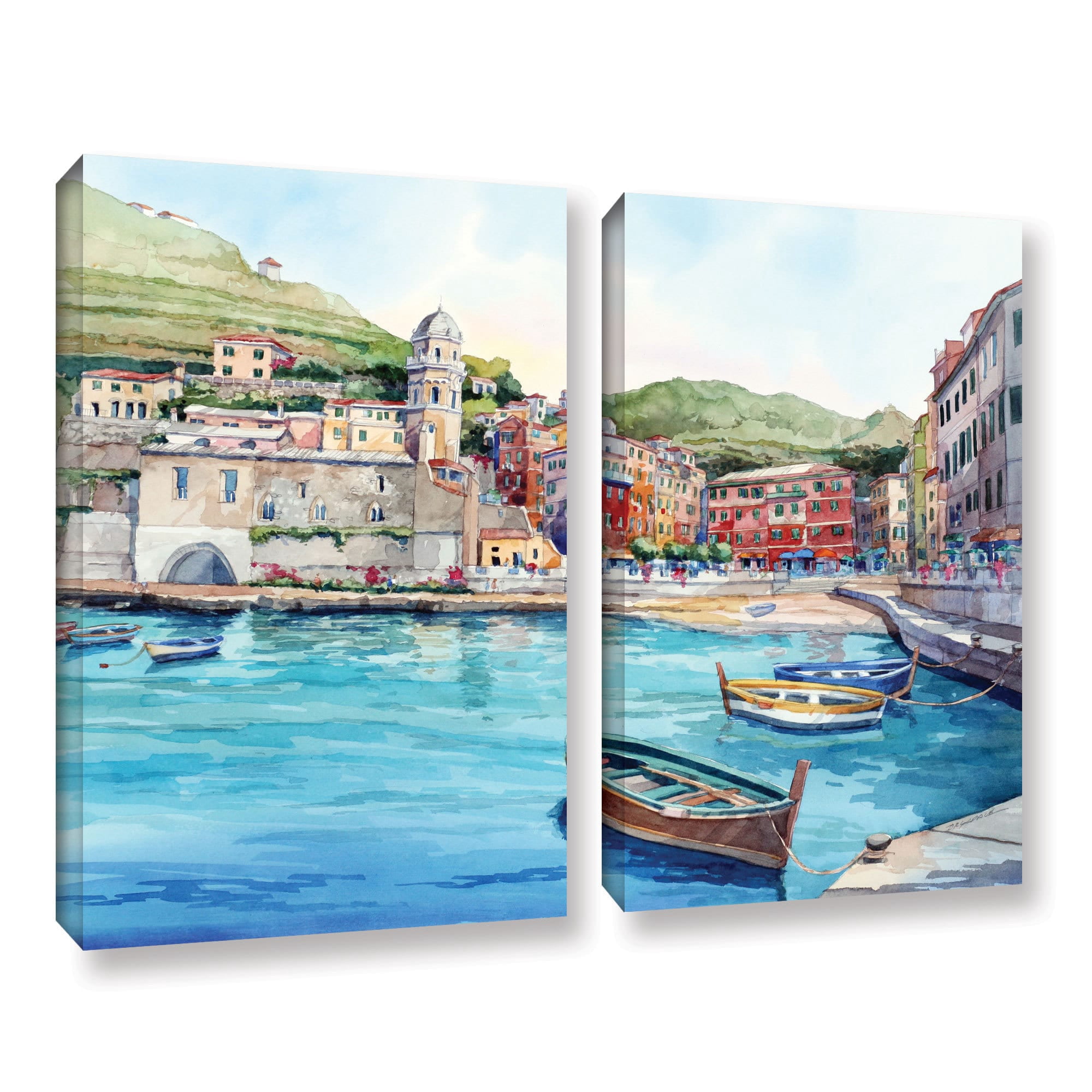 ArtWall Bill Drysdale "Vernazza" 2-Piece Gallery-Wrapped Canvas Set