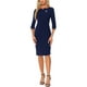 thumbnail image 1 of Vestido Vintage para Mujer Inspire Chic de Manga 3/4, Vestidos Sheath para Trabajar XL Azul Oscuro, 1 of 6