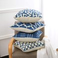 thumbnail image 2 of Set of 4 Decorative Geometric 18 x 18 Inches Throw Pillow Covers - Modern Pattern Linen Square Pillow Cushion Case for Sofa Couch Bed Home Outdoor Car (18" x 18", Blue/Beige), 2 of 6