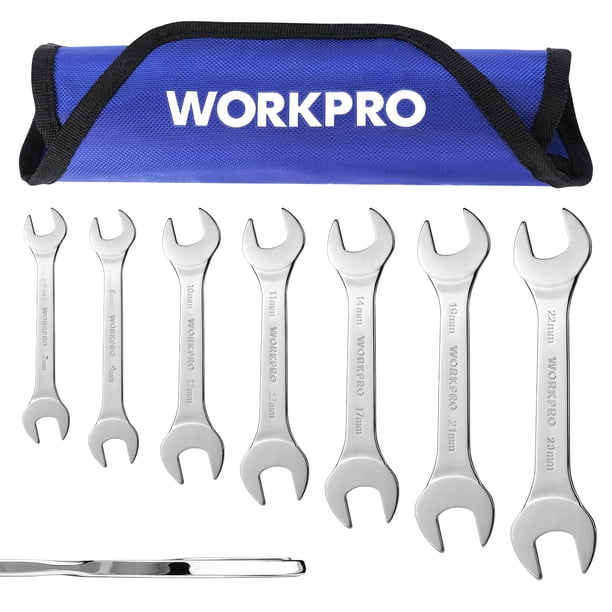 Juego de llaves WORKPRO Métricas superfinas con extremo abierto de 5,5 a 23 mm, 7 piezas
