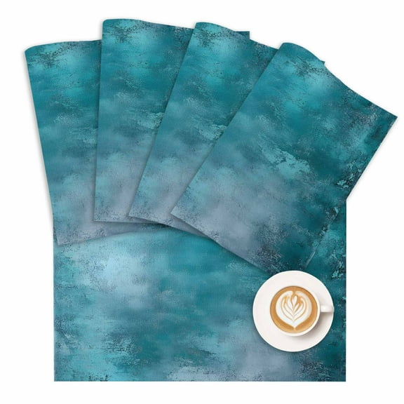 Placemat Teal Blue Placemats for Dining Table Modern Abstract Art Washable Table Mats for Party Kitchen Dining Decoration
