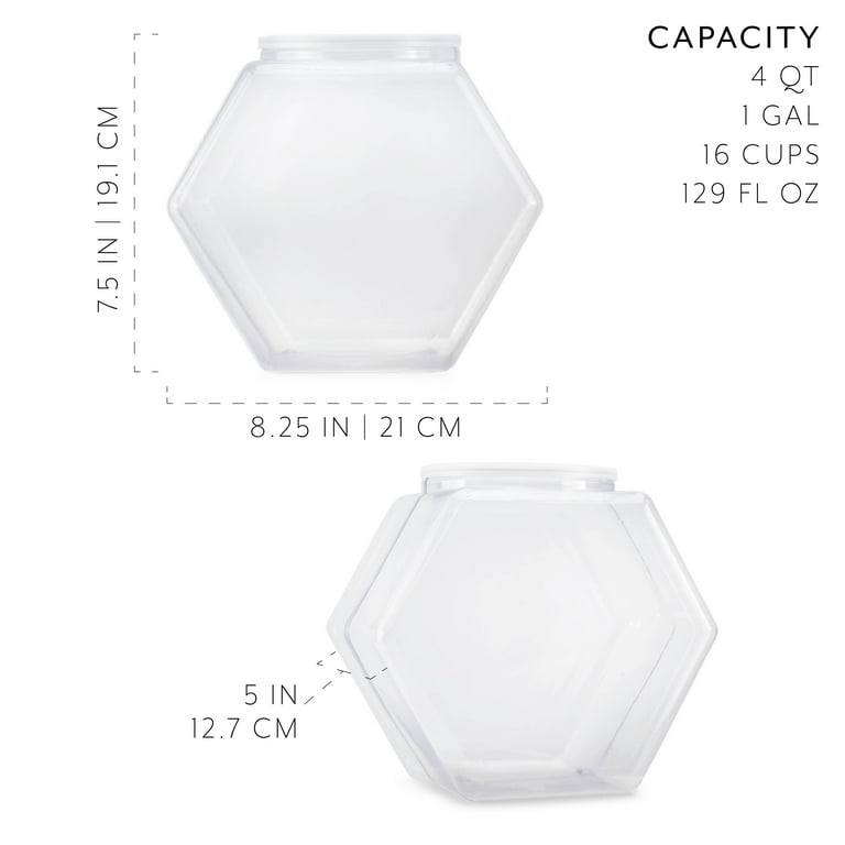 Cornucopia Gallon Plastic Container Candy Jars (2-Pack); Hexagon Shaped  Countertop Display Containers; Cookie and Snack Storage