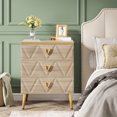 thumbnail image 4 of Tribesigns Nightstands with Three Drawers Set of 2, Modern Wooden Bedside Tables with with Champagne Metal Legs, 4 of 8