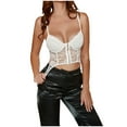 thumbnail image 2 of Njoeus Women's Lace Crop Tank Top V-Neck Sleeveless Camisole Spaghetti Strap Corset Tops Sheer Mesh Bustier Camis Tops Floral Lace Bralette XS-XXL, 2 of 6