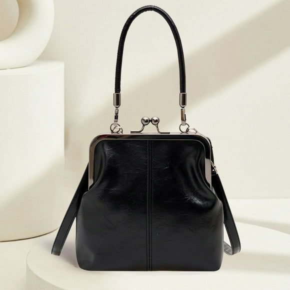 Bolso de Hombro Cruzado de Cuero Suave para Mujer, Bolso de Mano Vintage de Primavera, Colores Marrón Vino, 20x19cm, 1 Pieza