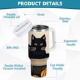 thumbnail image 2 of Yayeee 40oz Stainless Steel Tumbler with Straw and Handle Double-Wall Insulated Travel Water Bottle, Beige Halloween Cat, 2 of 8