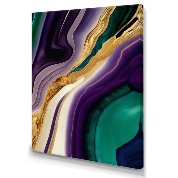 Designart Purple, Green And Gold Bold Strokes II Canvas Wall Art