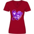 thumbnail image 3 of Inktastic Alzheimers Awareness Purple Ribbon Around Heart Women's V-Neck T-Shirt, 3 of 5