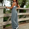 thumbnail image 6 of Gytharion Plus Size Cotton Linen Jumpsuits for Women Adjustable Straps Wide-leg Overalls Solid Color Fashion Casual Rompers, 6 of 7
