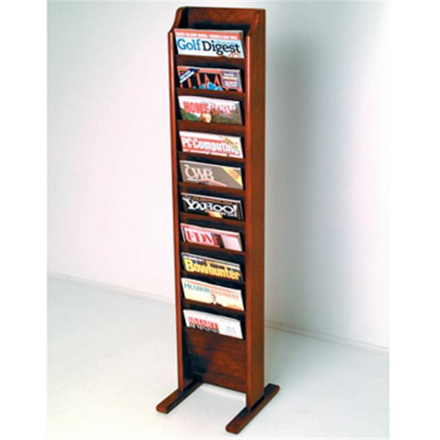 Wooden Mallet Cascade Free Standing 10 Pocket Magazine Rack in Mahogany