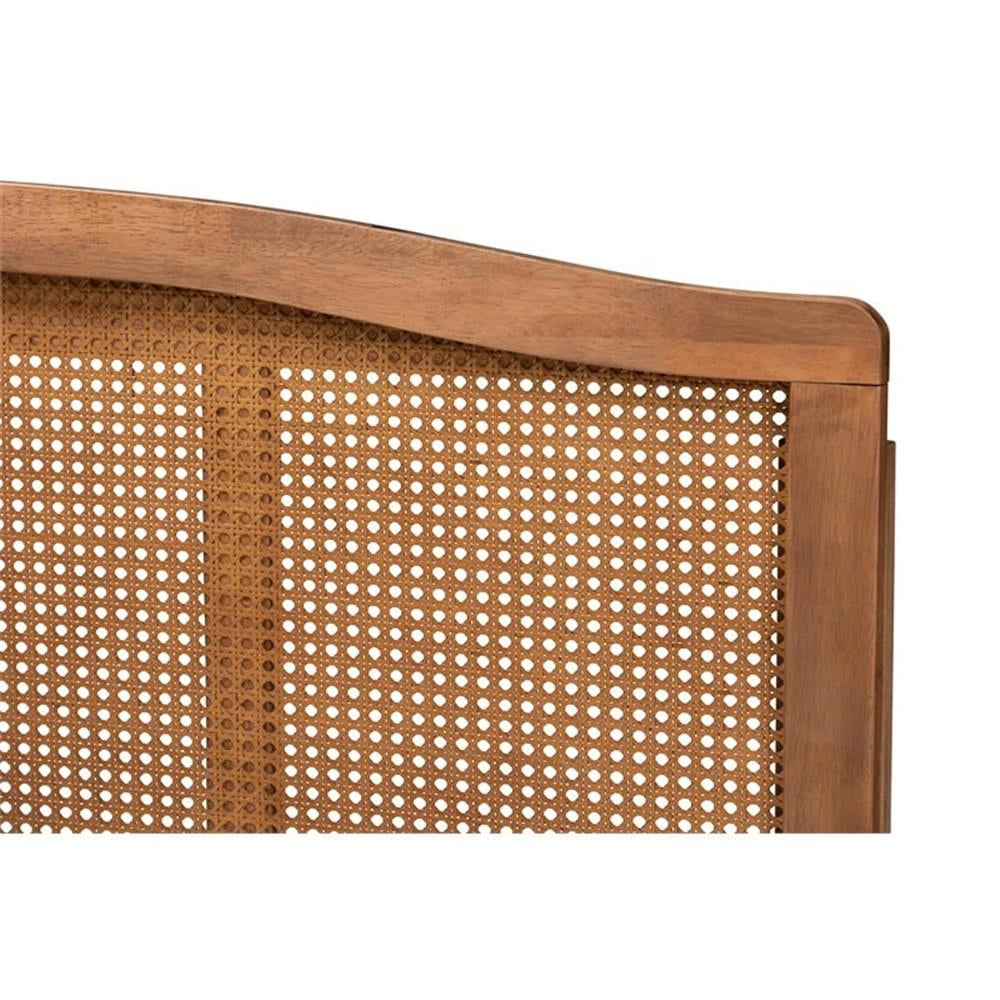 Baxton Studio Marieke Mid-Century Modern Ash Wanut Finished Wood and Synthetic Rattan King Size Headboard,Wholesale
